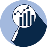 magnifying glass with bar chart