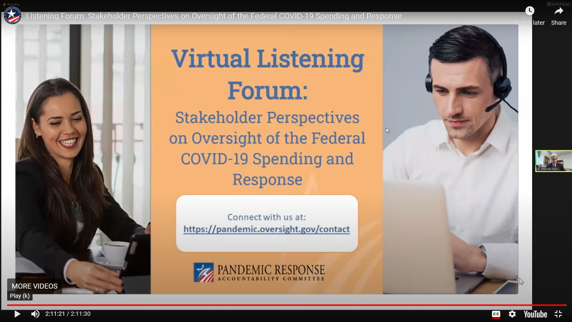 Virtual Listening Forum: stakeholder perspectives on oversight of the federal covid-19 spending and response
