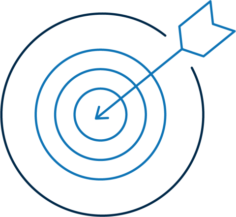 illustration of a bullseye with an arrow in the center