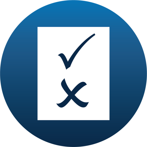 image of a rectangle with a check mark and an x in it