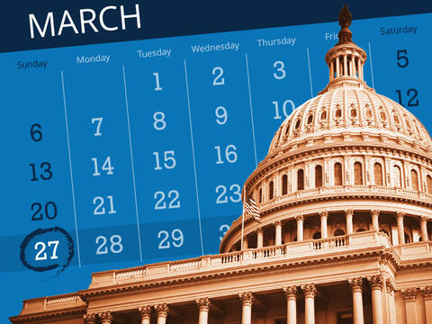 March calendar with the 27th day circle and the capitol building 