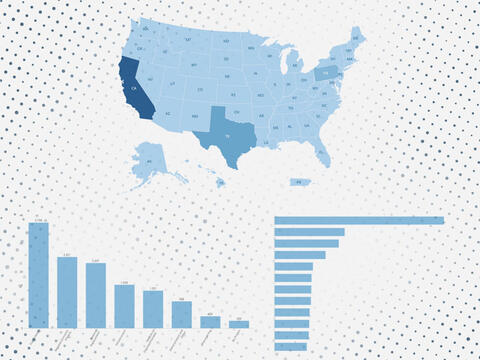 icon of United States map and charts