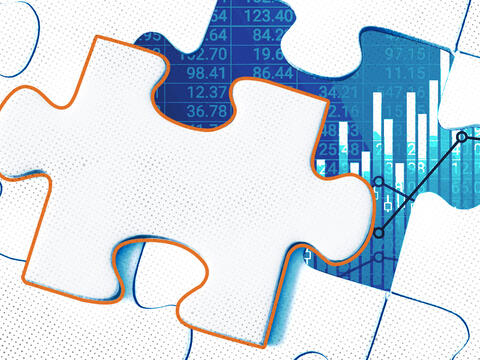 puzzle piece with data charts and graphs hidden behind it