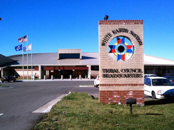 White Earth Nation sign and headquarters building