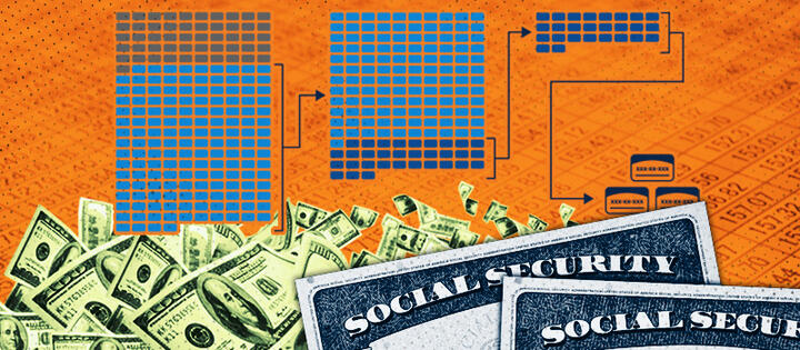 data icons with money and social security cards