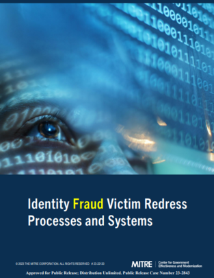 screenshot of the cover image for the identity fraud victim redress processes and systems report