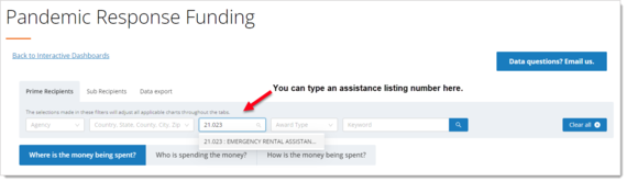 How to find an assistance listing 