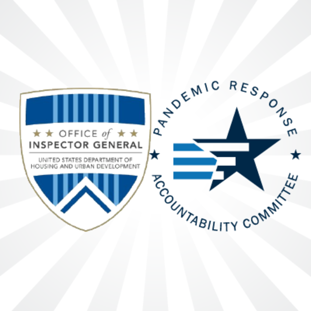 Image of a shield with text office of inspector general and the Pandemic Response Accountability Committee.