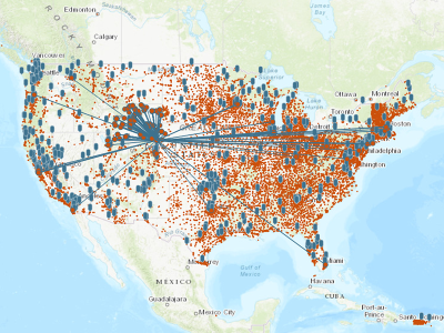 screen capture of the interactive map tool 