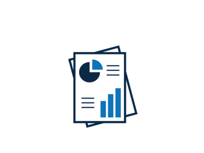 paper with a pie chart and a bar chart on it